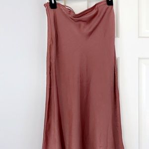 NWT A’Gaci Blush Pink Satin Midi Skirt